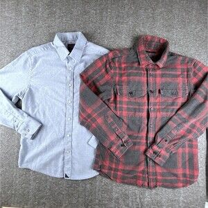 Lot Of 2 Flannel Shirt Untuckit Men’s Size M Slim Fit Plaid Long Sleeve Shirt